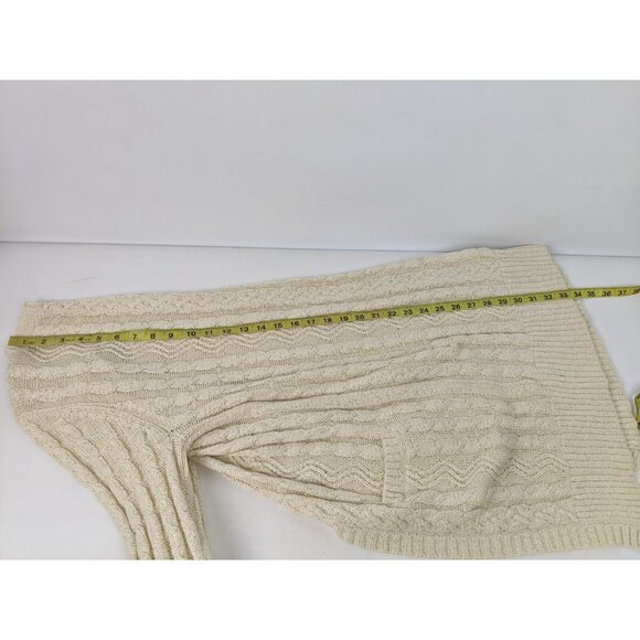 Anthropologie One Girl Who Wisdom Long Knit Cardigan Sweater One Size Cream - Picture 13 of 13